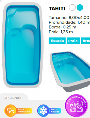 Piscina 8 metros com Praia - Tahiti